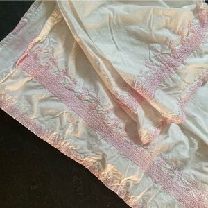 Pottery Barn Kids Claire PINK & WHITE Embroidered Crib Skirt